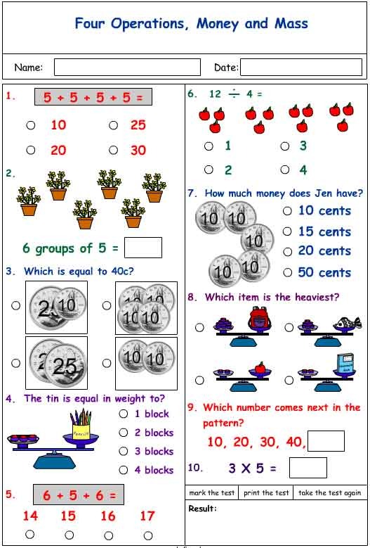 Four operations, money and mass