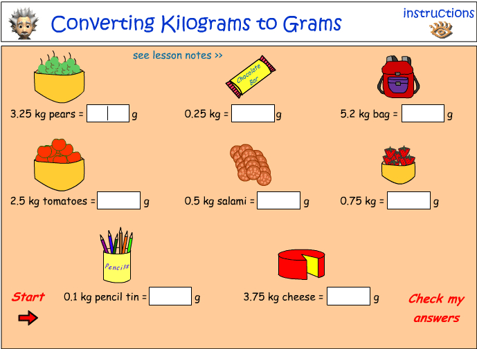 Converting kilograms to grams