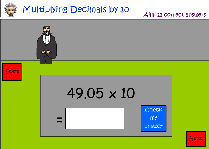 Multiplying decimals by 10