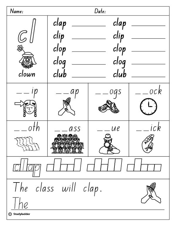 Consonant Blend cl Studyladder Interactive Learning Games