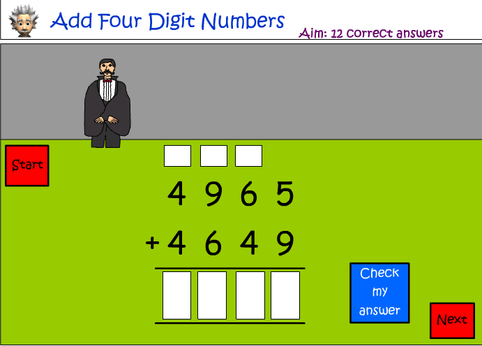 Addition of four digit numbers