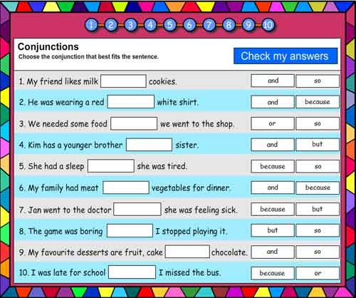 Conjunctions Vocabulary Builder