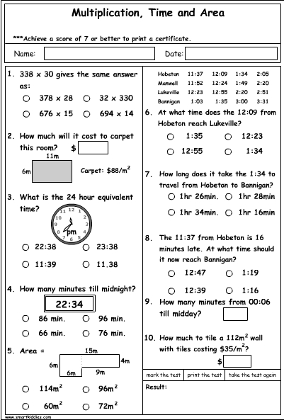 Multiplication, time and area
