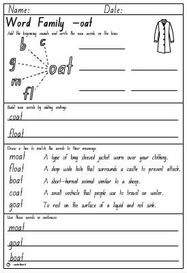 Word Family 'oat'
