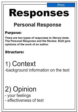 Writing Guide -Personal Response